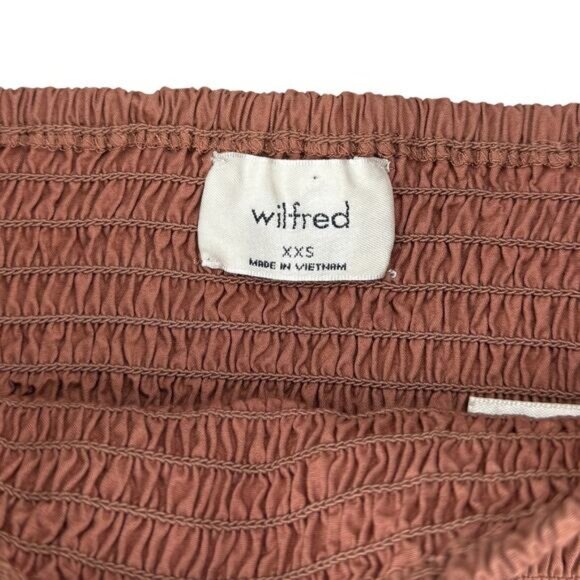 Aritzia Wilfred Inaya Smocked Blouse Size XXS Copper Pink - Picture 3 of 5